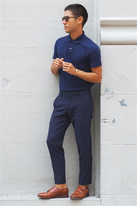 wear dress pants with polo.